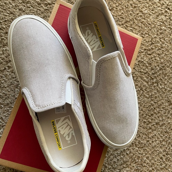 Vans Women's Light Gray Slip-On Sneakers - Picture 2 of 3